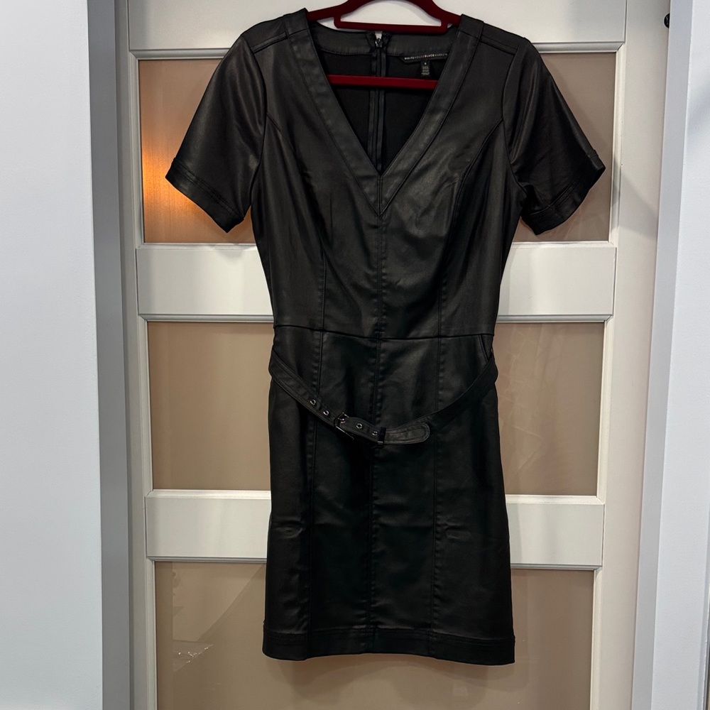 White House Black Market Black Faux Leather Mini Dress